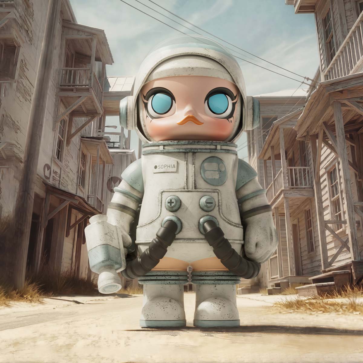 MEGA SPACE MOLLY 1000% Ashley Wood in an industrial street scene