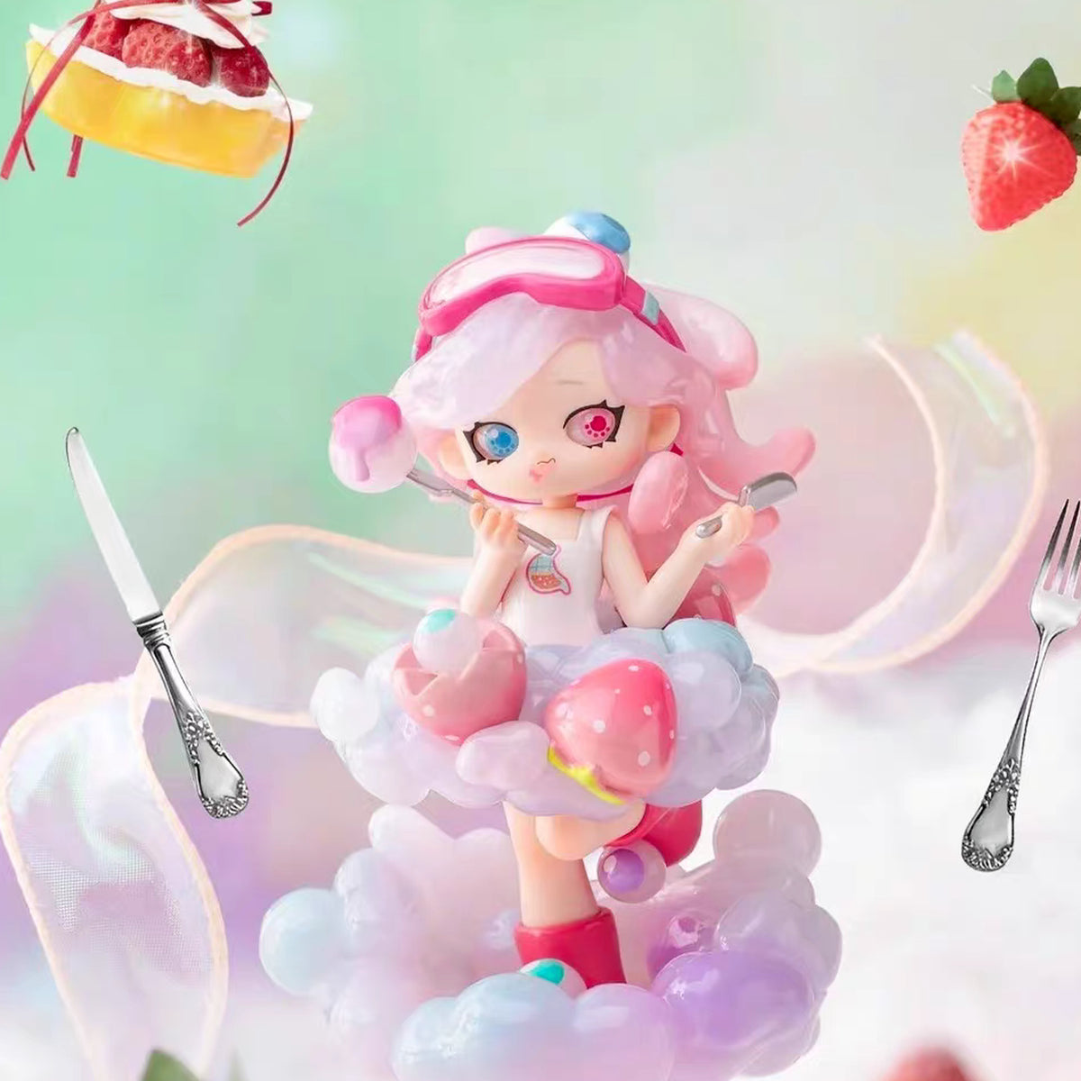 Memimo Strange Dreams Series Figures Blind Box - Pink strawberry complete design example; random design not guaranteed