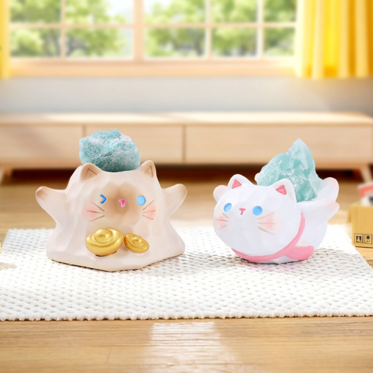 Meow And Meow Series Energy Crystal Mini Bean Blind Box - Complete crystal cat figure examples; random design not guaranteed