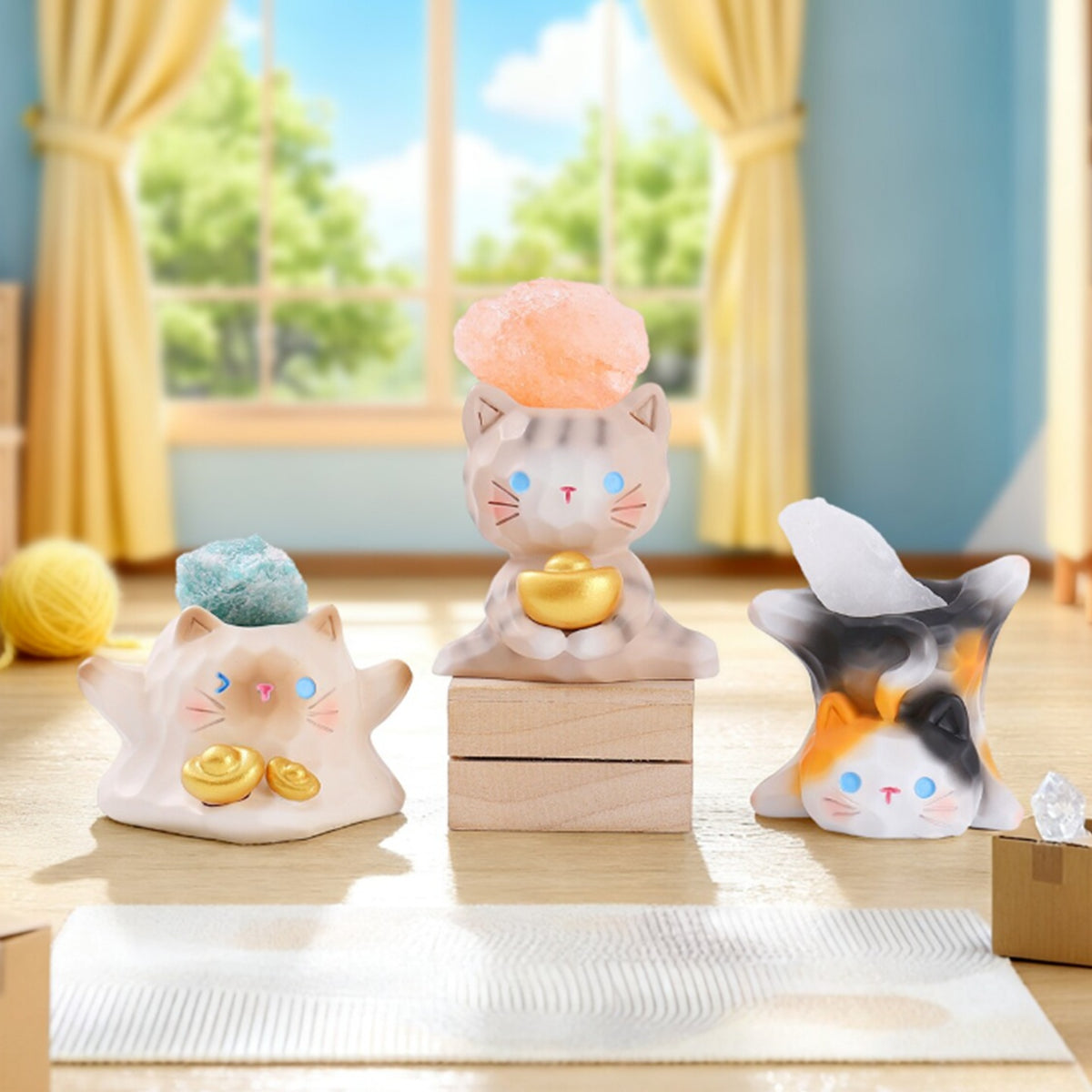 Meow And Meow Series Energy Crystal Mini Bean Blind Box - Complete energy crystal cat figure comparison; random design not guaranteed