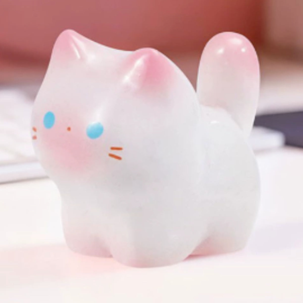 MEOW ARMY Series Mini Bean Blind Box - Complete pale pink Mini Bean cat figure example; random design not guaranteed