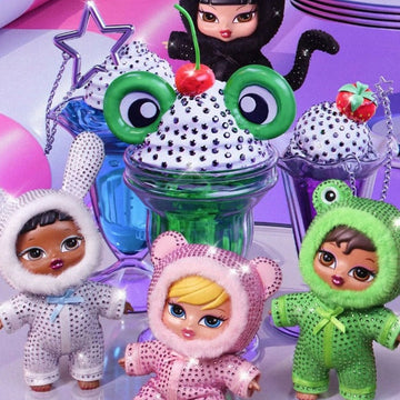 MGA Bratz Bratziez Bling Series Plush Pendant Blind Box (PRE-ORDER) - Series scene with upper black head and outer white ear cropped; dessert props not included; random design not guaranteed