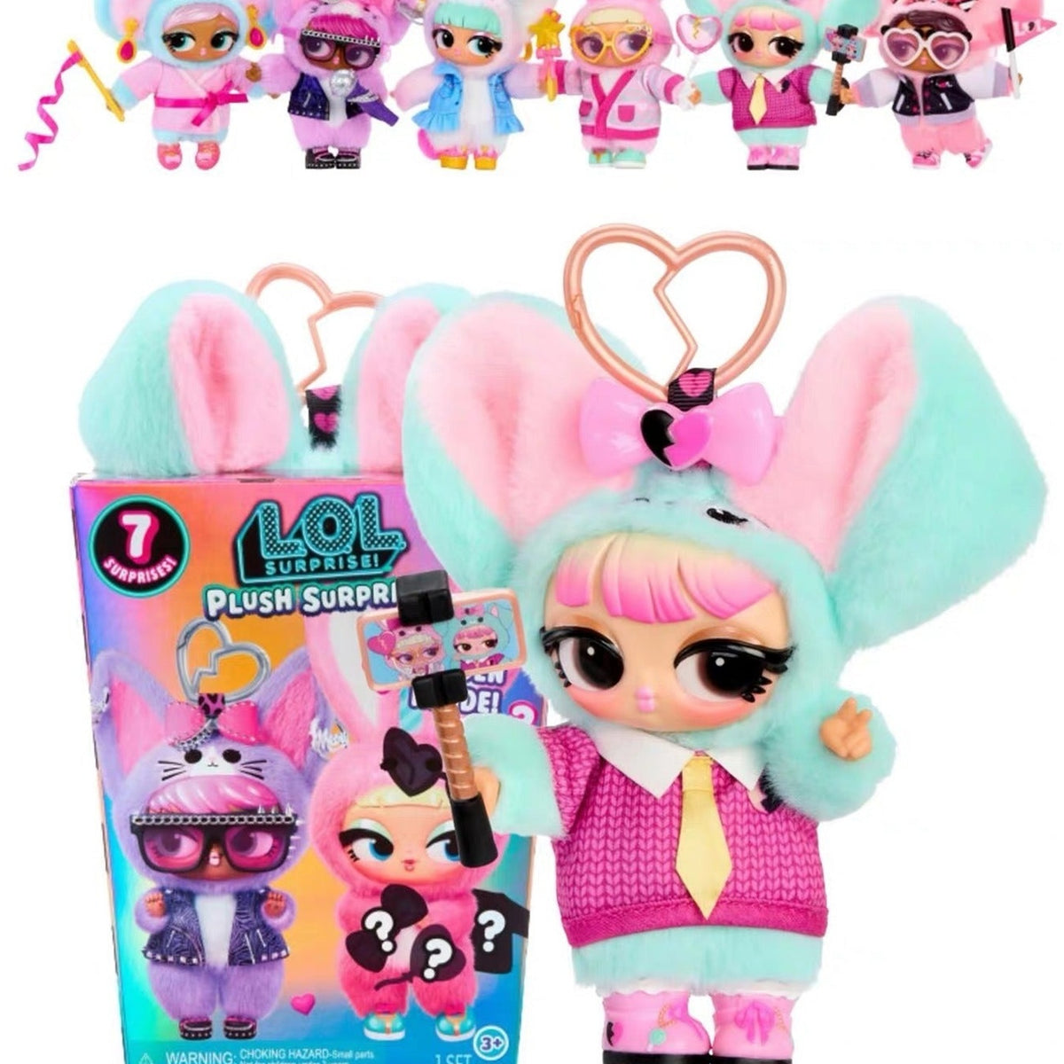 MGA L.O.L. Surprise Plush Surprise Pendant Blind Box - Complete L.O.L. Surprise plush pendant example beside packaging; random design not guaranteed