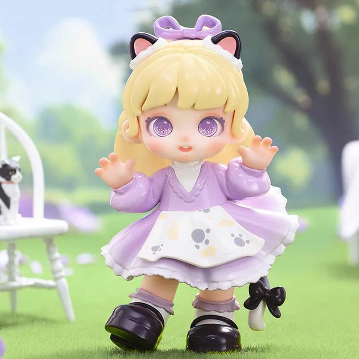 Miana Tea Party In The Forest Series Figures Blind Box - Purple cat outfit complete design example; random design not guaranteed