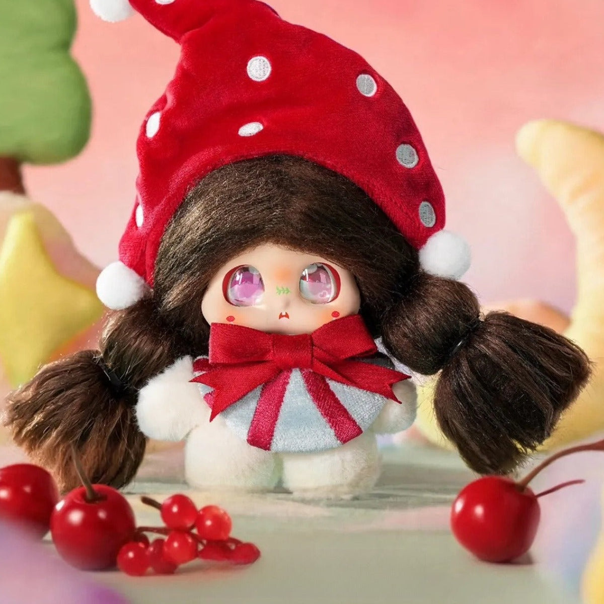 Micoco & Nono Moonlit Whispers Series Plush Pendant Blind Box - Moonlit Whispers plush pendant body detail with upper hat tip cropped; random design not guaranteed