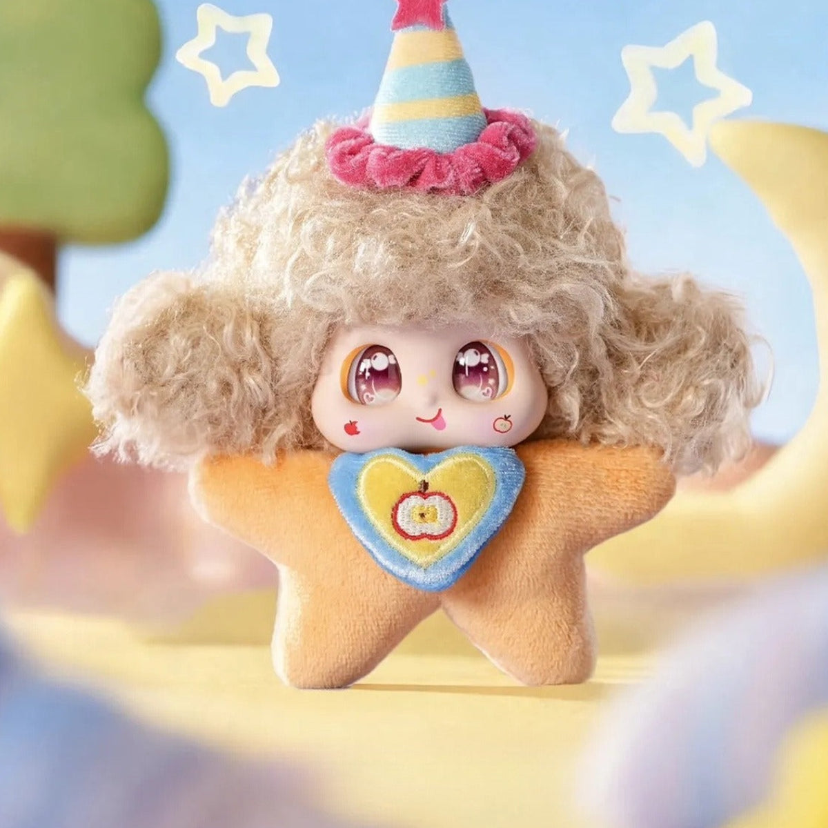 Micoco & Nono Moonlit Whispers Series Plush Pendant Blind Box - Star costume plush pendant body detail with upper hat tip cropped; random design not guaranteed