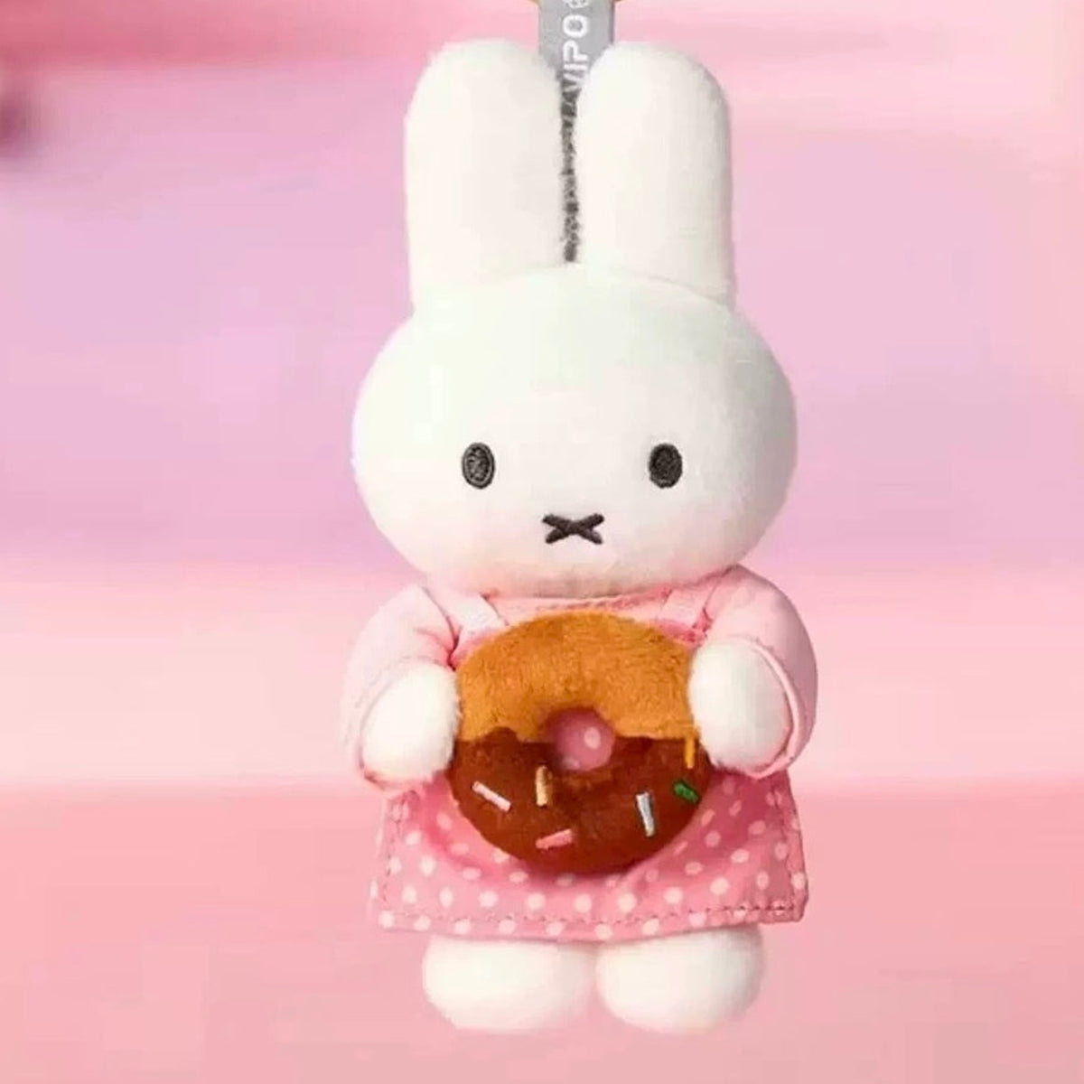 Miffy Bakery Series Plush Pendant Blind Box - Complete pink-dressed plush pendant example; random design not guaranteed