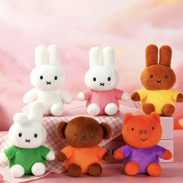 Miffy Colorful Series Plush Pendant - Complete six-design overview; selected option supplies one pendant; selected named design supplies one pendant