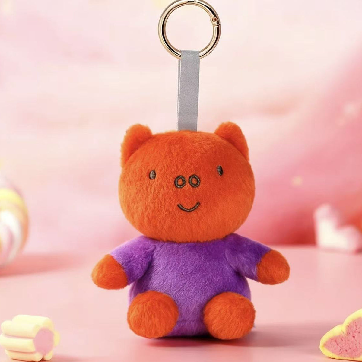 Miffy Colorful Series Plush Pendant - Complete Poppy pendant example with purple clothing; selected named design supplies one pendant