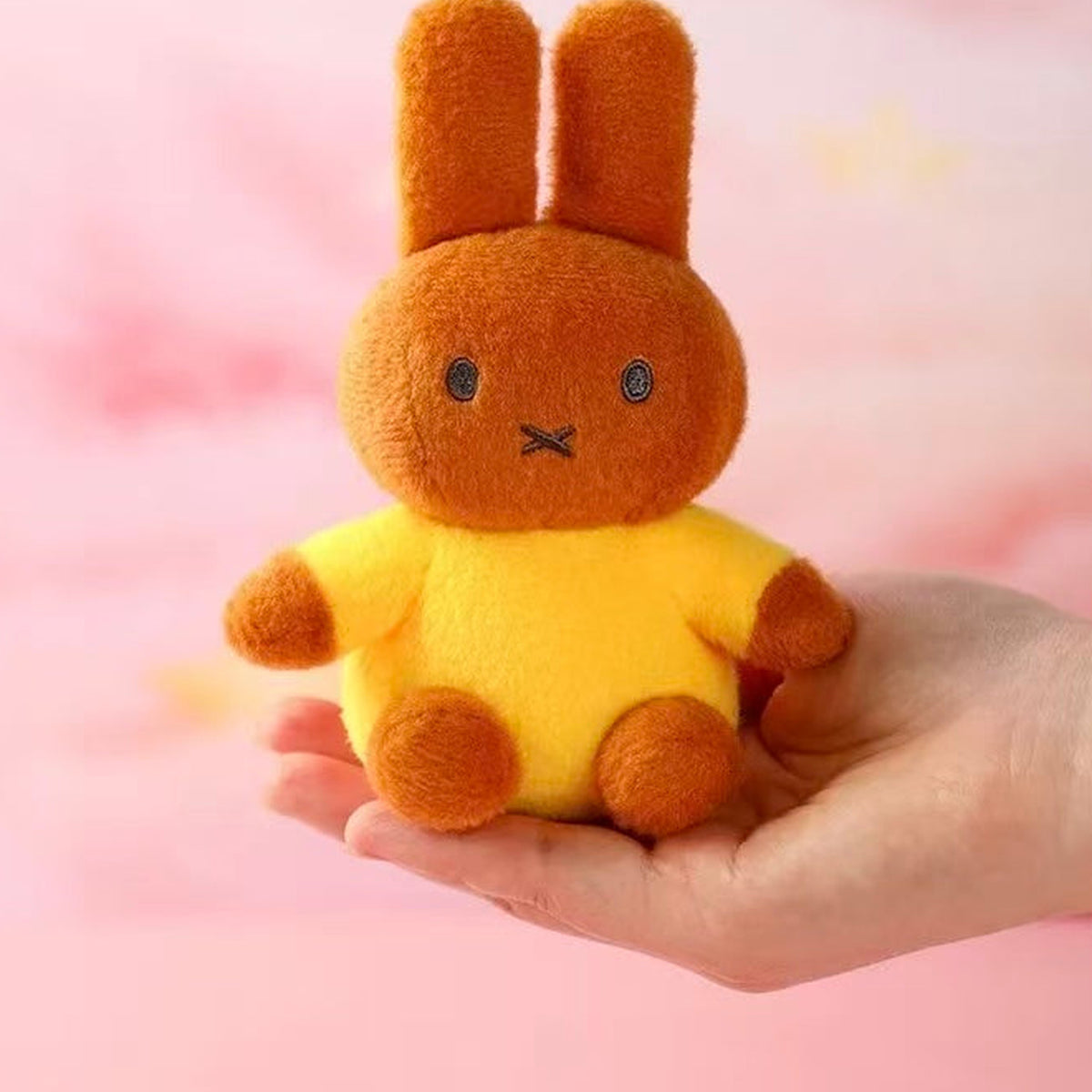 Miffy Colorful Series Plush Pendant - Complete Melanie pendant body example with yellow clothing; hanging loop not visible in this view; selected named design supplies one pendant