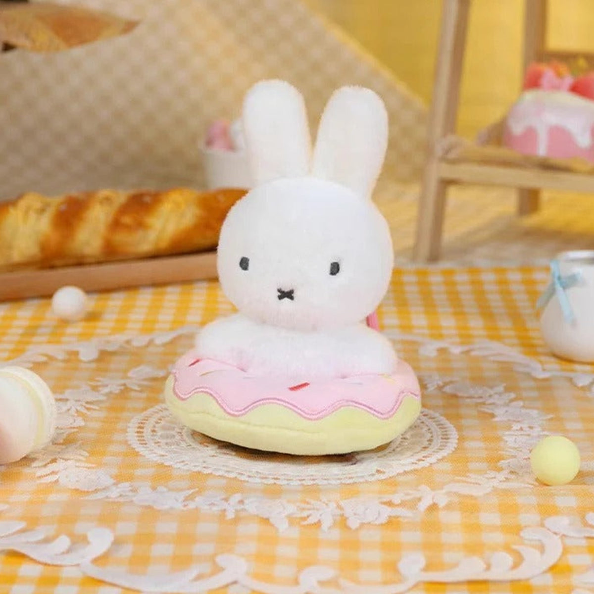Miffy Food Workshop Series Plush Pendant Dolls, Blind Box - Complete donut plush pendant example including both ears; display props not included; random design not guaranteed