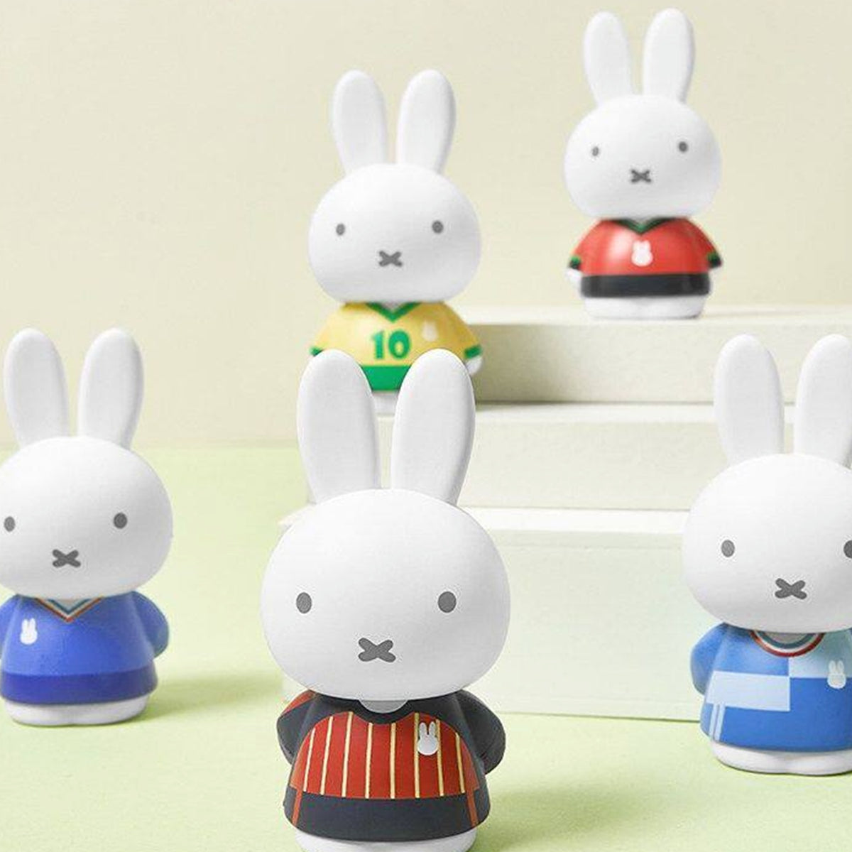 Miffy Football Pitch Party Series Figure Blind Box - Football pitch figure comparison with complete central Miffy example; random design not guaranteed
