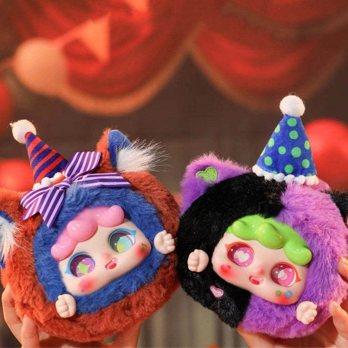MIGO Dream Circus Series Plush Dolls, Blind Box - Round plush comparison showing complete central examples; random design not guaranteed