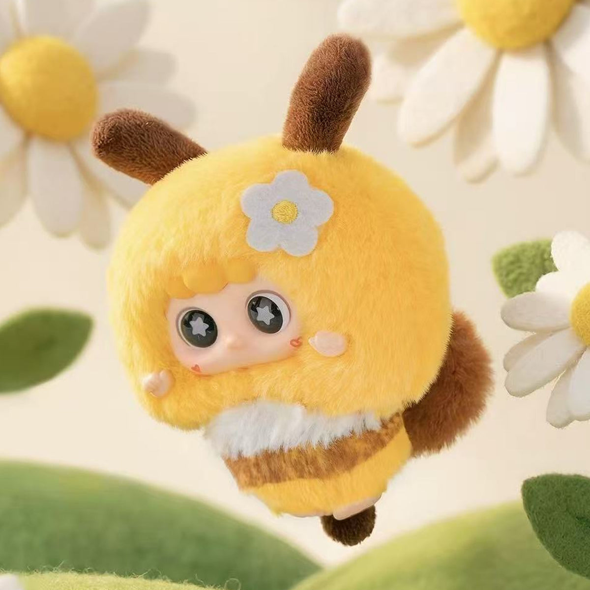 MIGO Little World Series Plush Pendant Blind Box - Complete yellow bee-inspired plush pendant example; random design not guaranteed
