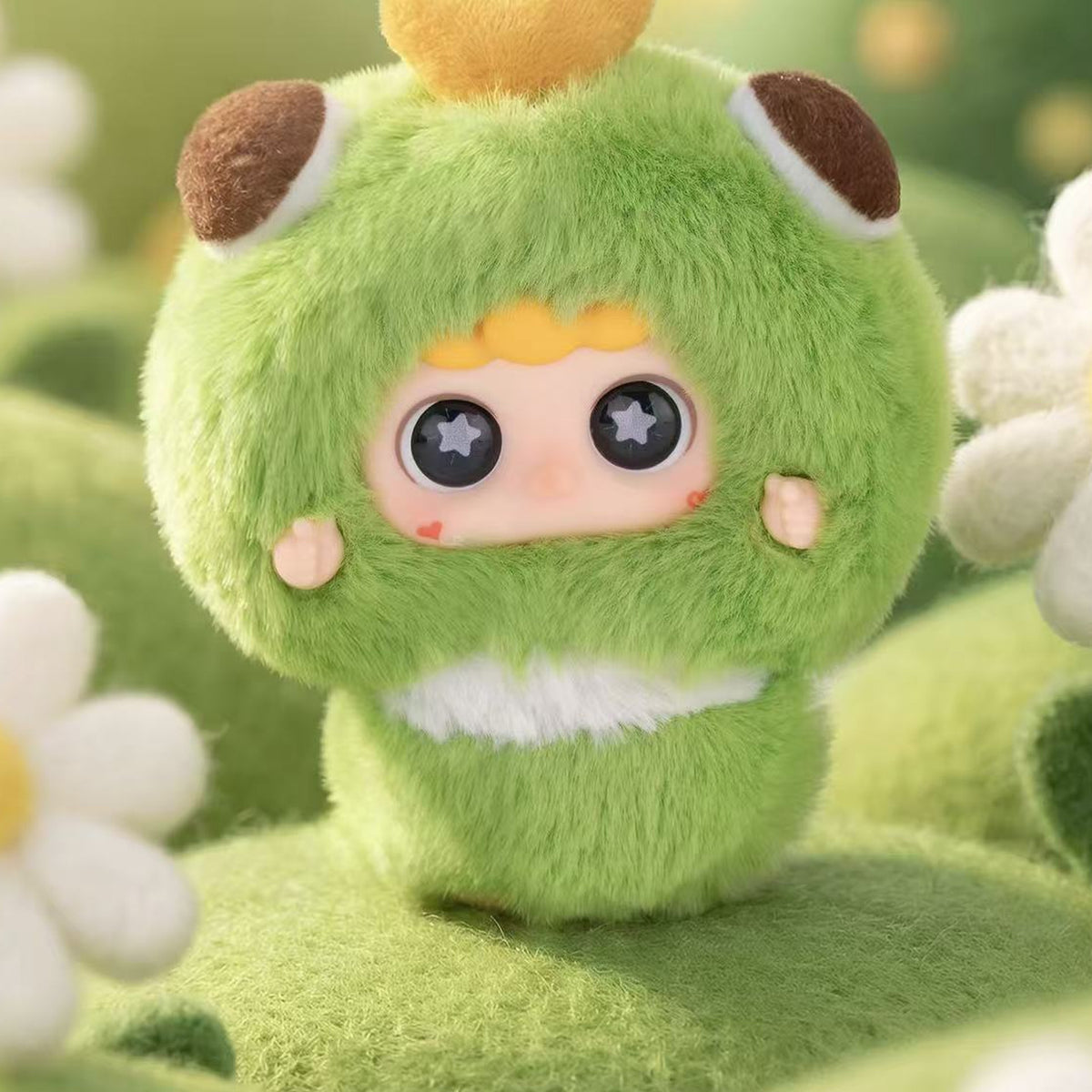 MIGO Little World Series Plush Pendant Blind Box - Green plush pendant detail with upper accessory cropped; random design not guaranteed