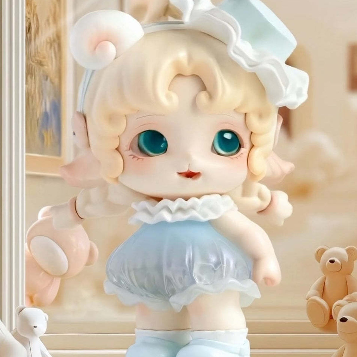 MiJuan (Baby MiMia) Trip To The Toy Museum Series V2 Figures, Blind Box - Blue-outfit figure detail with upper bow and lower shoes cropped; random design not guaranteed