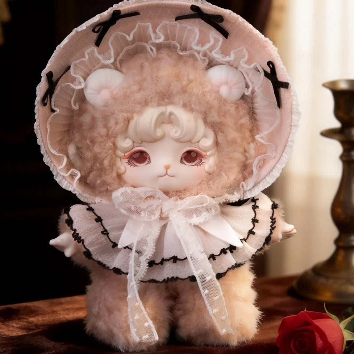 MIJUAN Fluffy Sweet Dream Series Plush Blind Box - Tan bonnet plush doll design detail; upper bonnet rim cropped; random design not guaranteed; display props not included