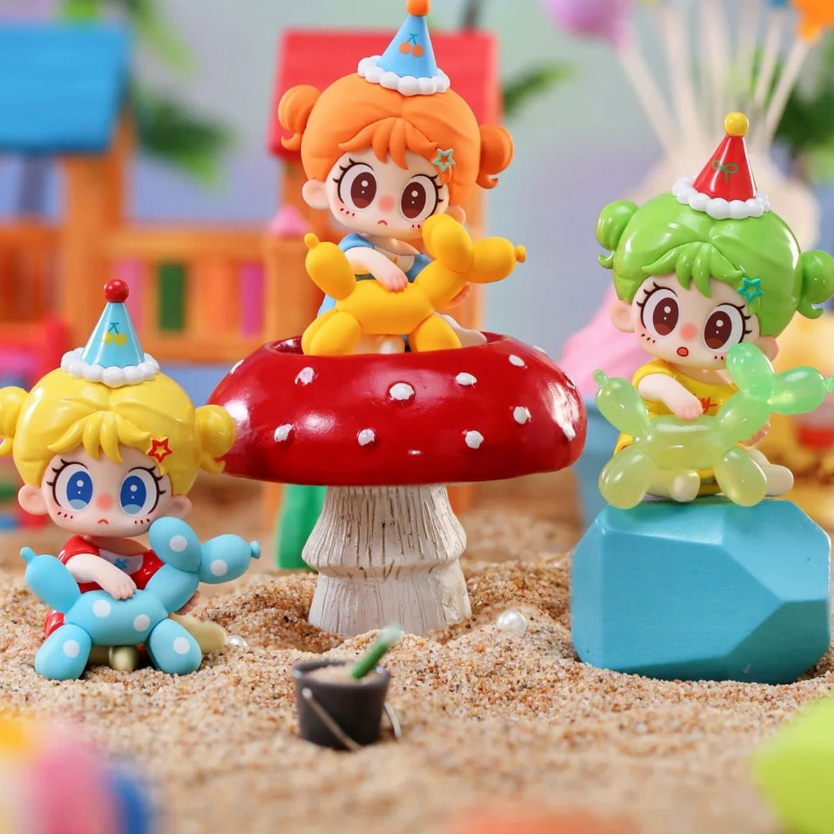 Milay Rainbow Puppy Party Series Figure Blind Box - Rainbow Puppy Party group with complete central figure examples and upper hat tip cropped; random design not guaranteed