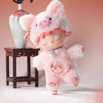 MIMI Leisurely Elf Vinyl Plush Dolls, Blind Box - Pink pig complete plush example; random design not guaranteed