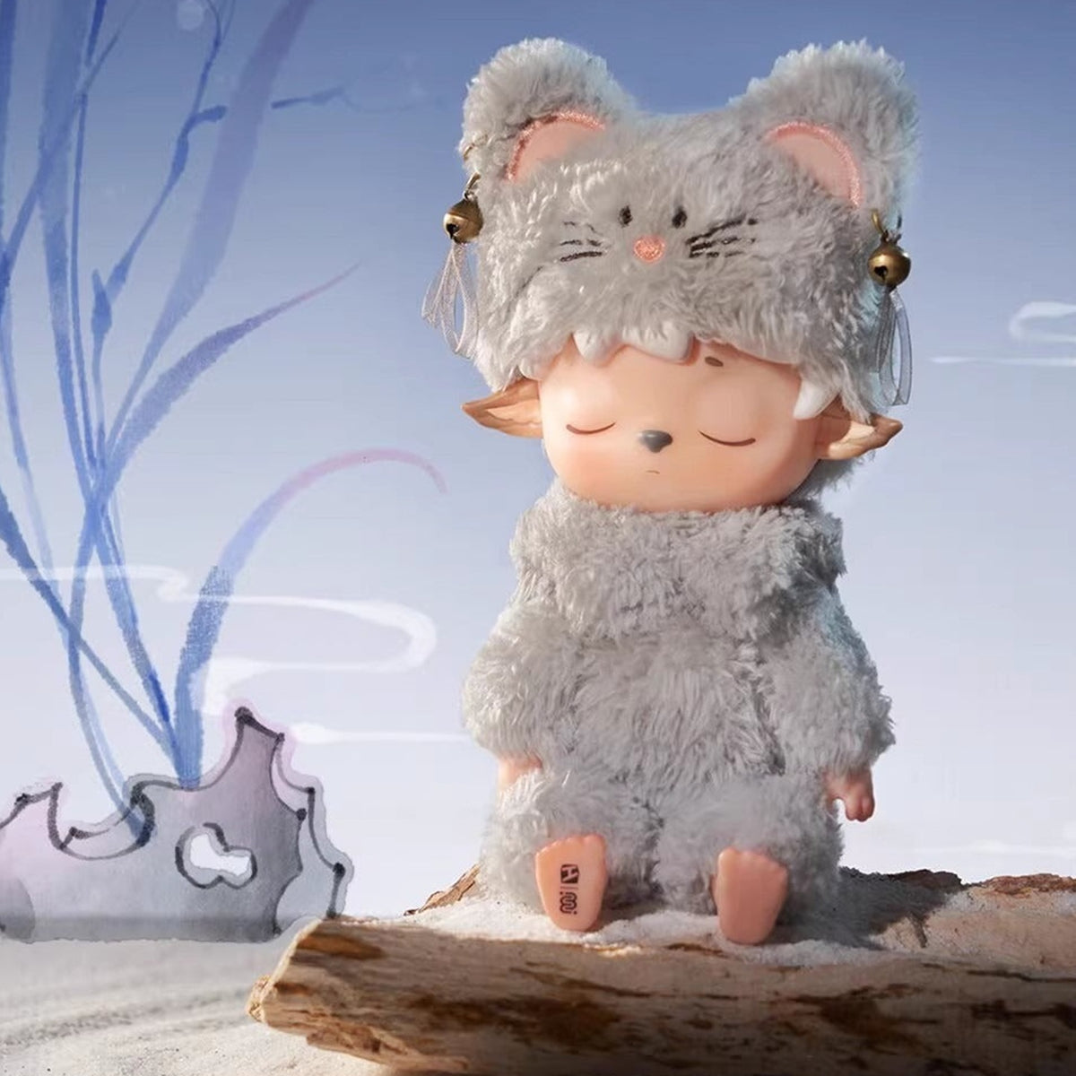 MIMI Leisurely Elf Vinyl Plush Dolls, Blind Box - Grey mouse complete plush example; random design not guaranteed