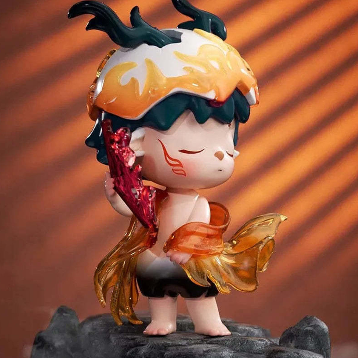 MIMI Myth Mountain and Sea Gods Series Figures, Blind Box【Heyone】 - Orange fire motif figure detail with upper horns cropped; random design not guaranteed