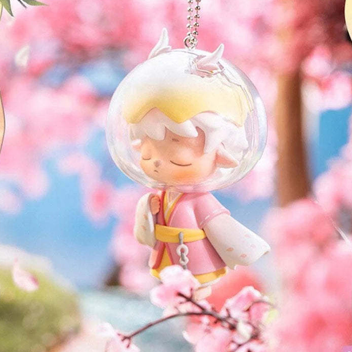 MiMi Peach Flower Series 2 Figures, Blind Box【Heyone】 - Pink outfit hanging figure detail with upper chain cropped; random design not guaranteed