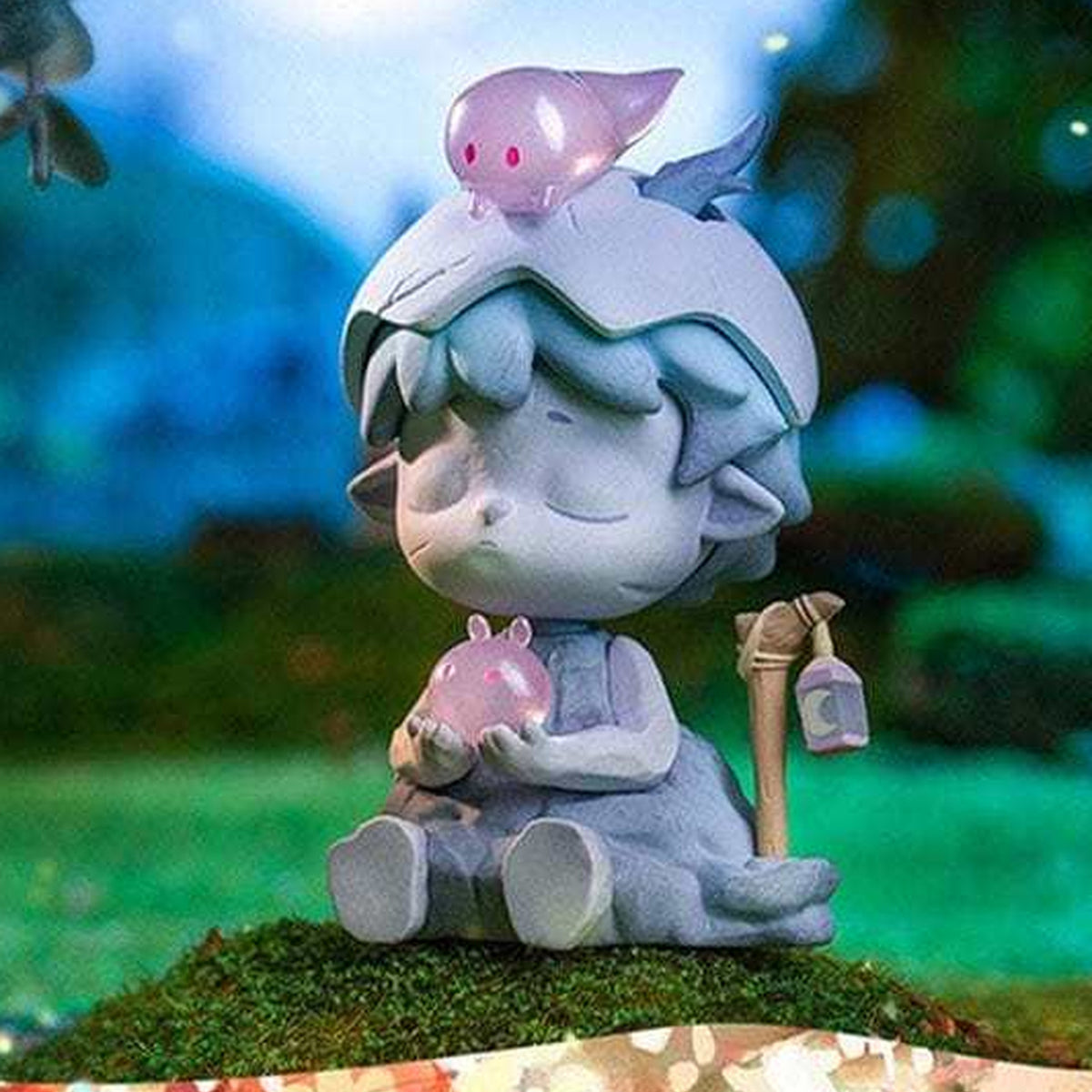 MiMi Peach Flower Series 2 Figures, Blind Box【Heyone】 - Grey seated complete figure example; random design not guaranteed