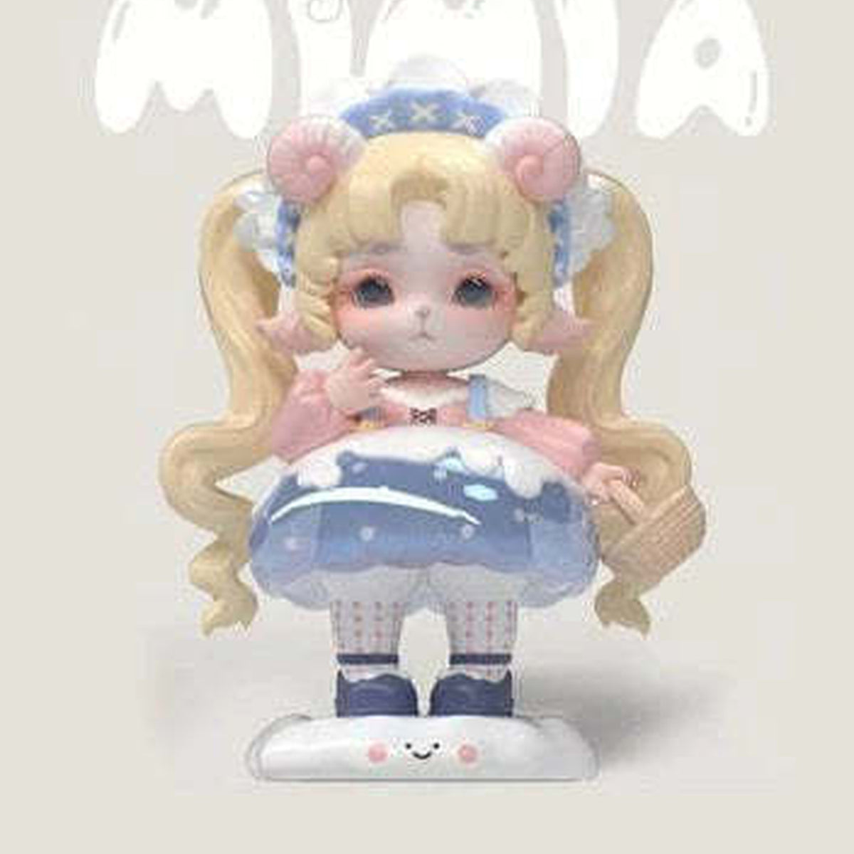 MIMIA Field Fun Series PVC Figures, Blind Box - Complete yellow-haired figure example on display base; random design not guaranteed
