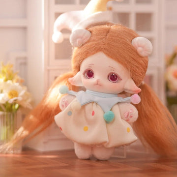 MiMiA Kindergarten Series Plush Blind Box - Orange-haired plush doll detail with upper hat cropped; random design not guaranteed
