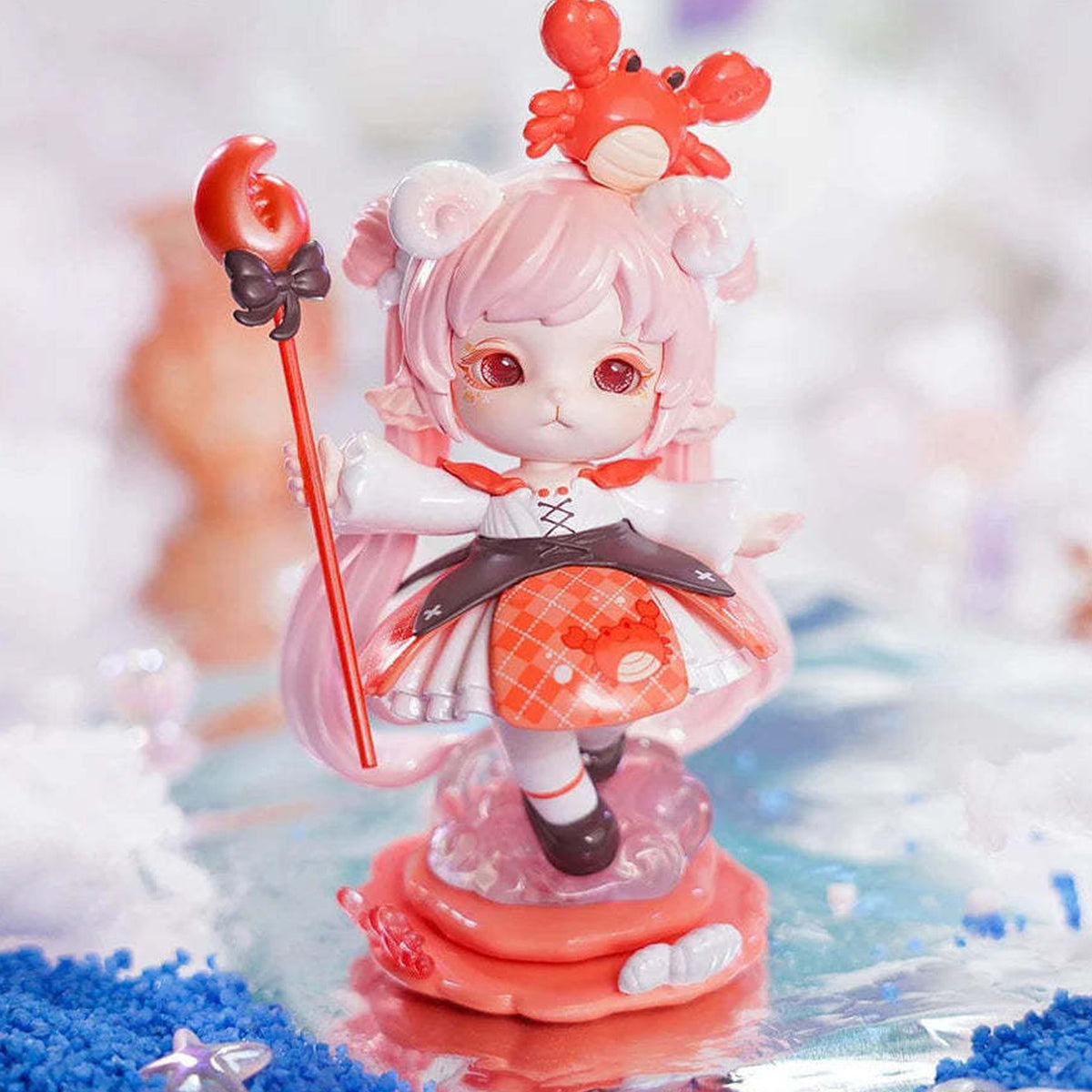 MiMia Mystery Ocean Series PVC Figures, Blind Box - Red crab-themed figure example with upper decoration edge cropped; random design not guaranteed