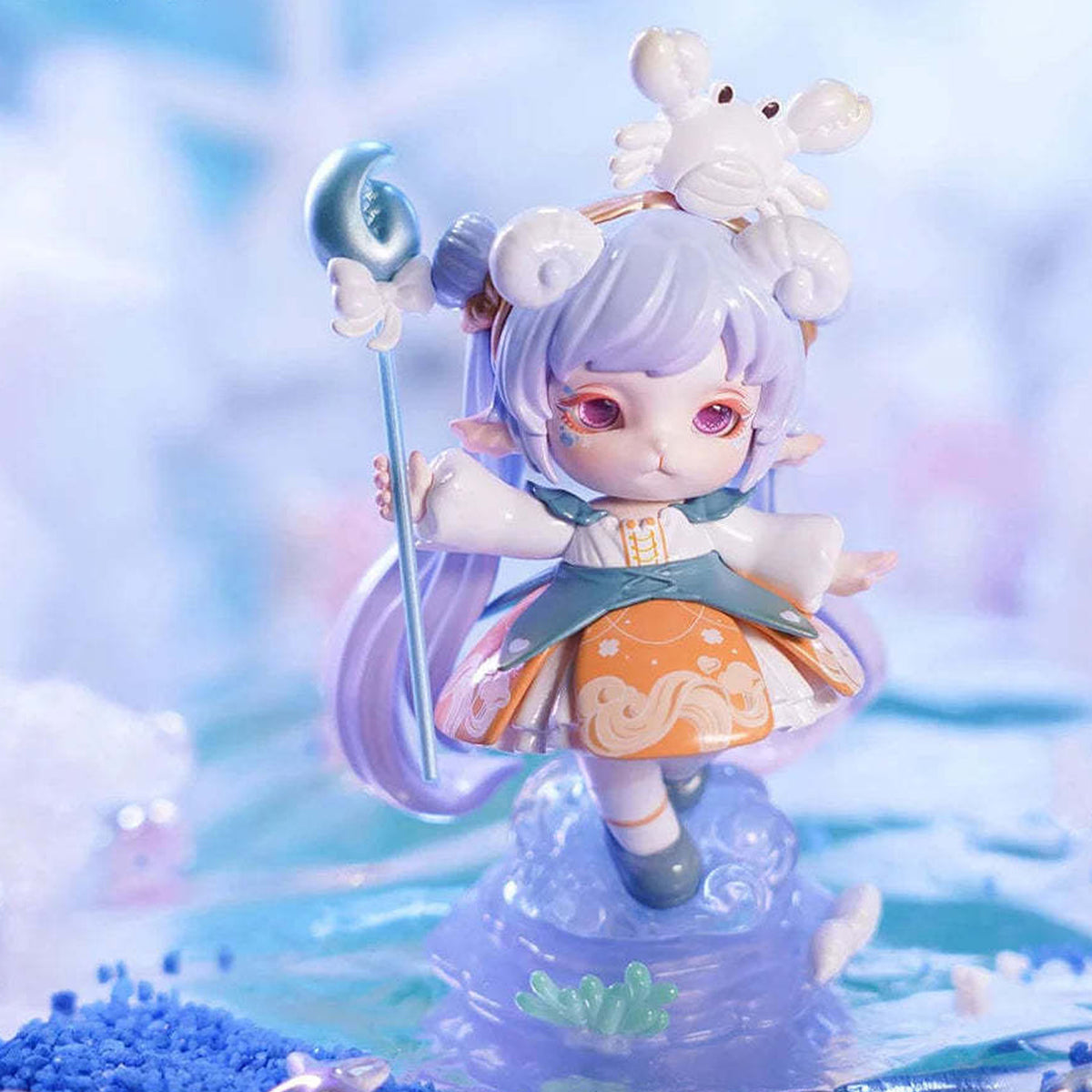 MiMia Mystery Ocean Series PVC Figures, Blind Box - Complete purple-haired figure example with pale crab headwear; random design not guaranteed