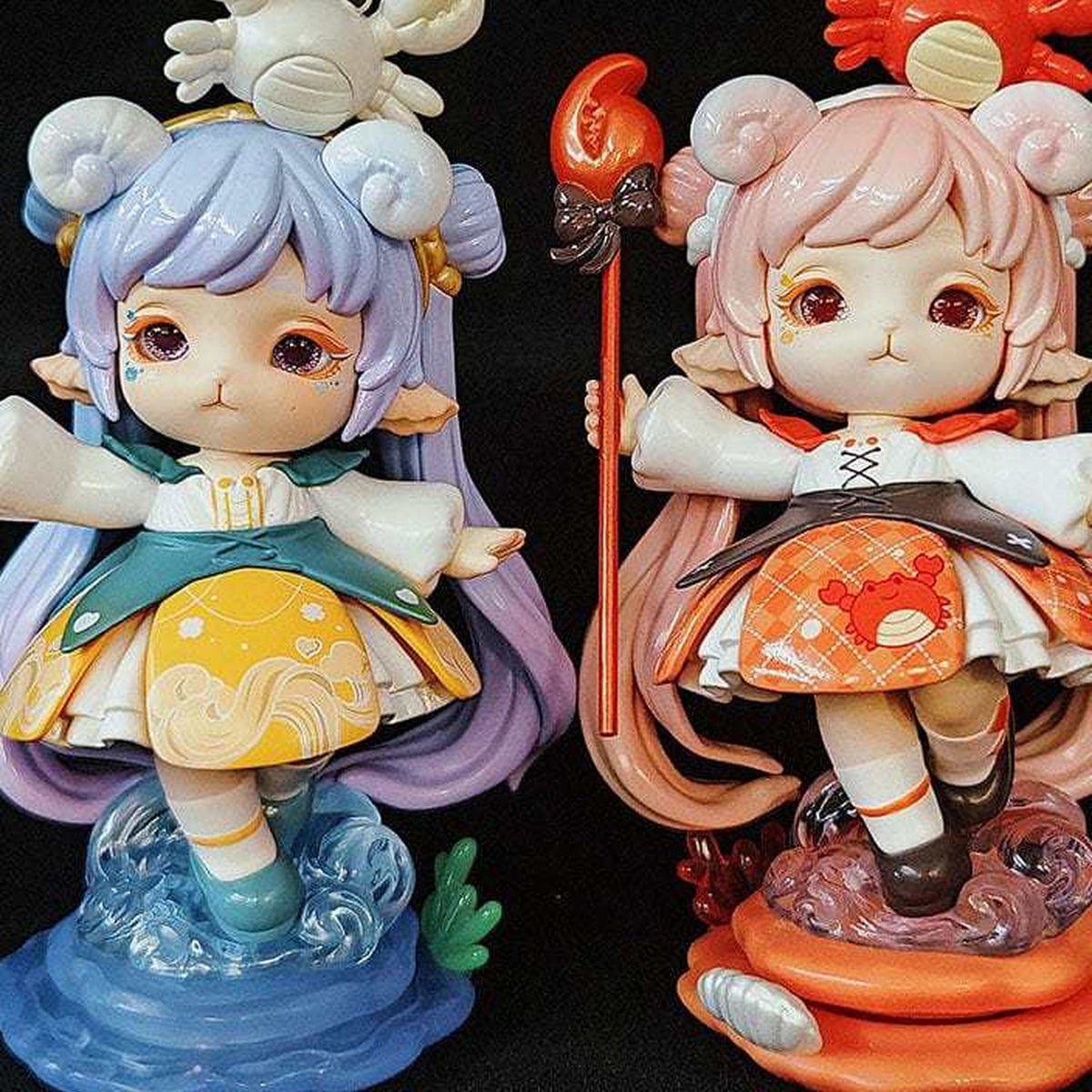 MiMia Mystery Ocean Series PVC Figures, Blind Box - Figure comparison with upper crab headwear edges cropped; random design not guaranteed