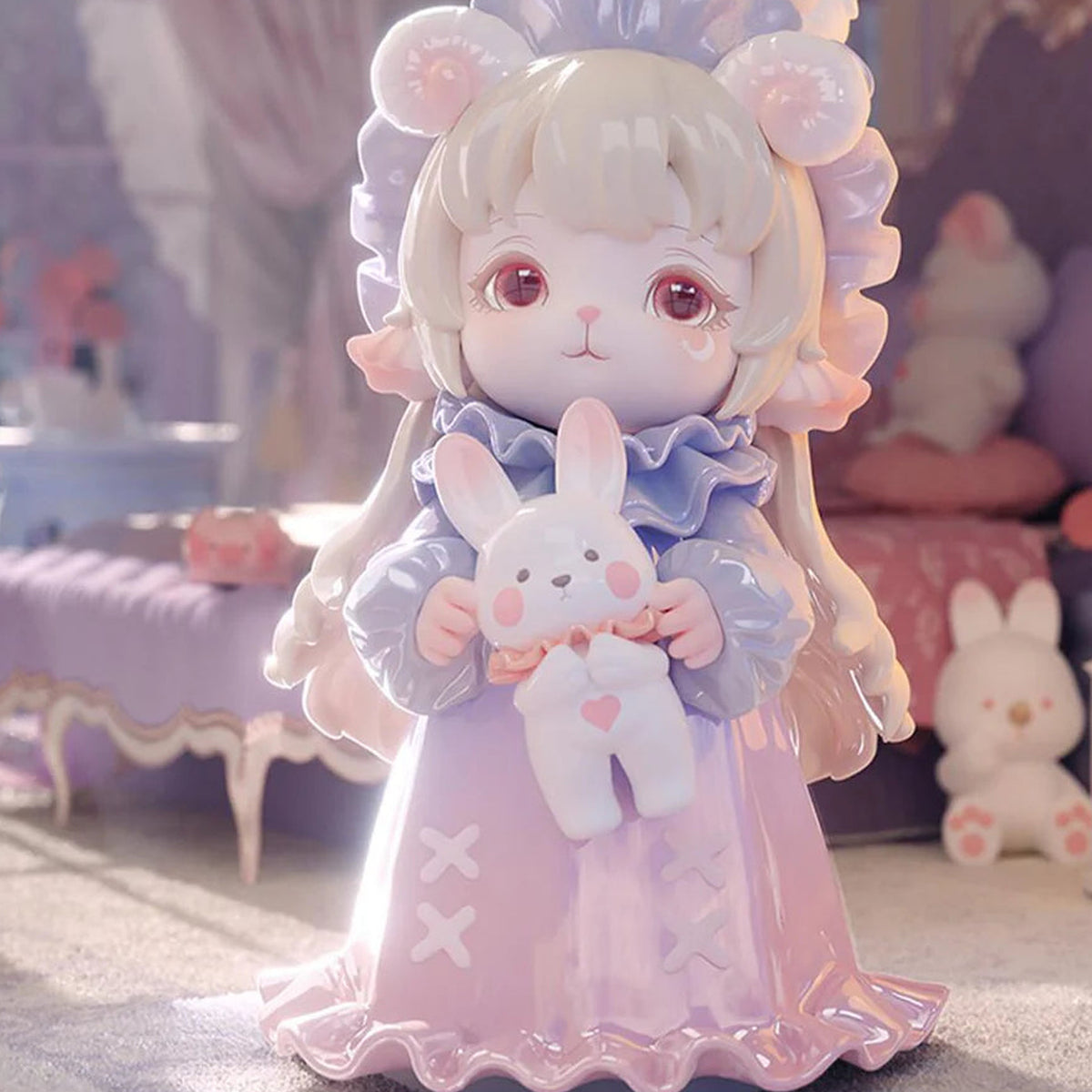 Mimia Once Upon a Time Series Figures, Blind Box - Purple dress figure detail with upper floral head decoration cropped; random design not guaranteed