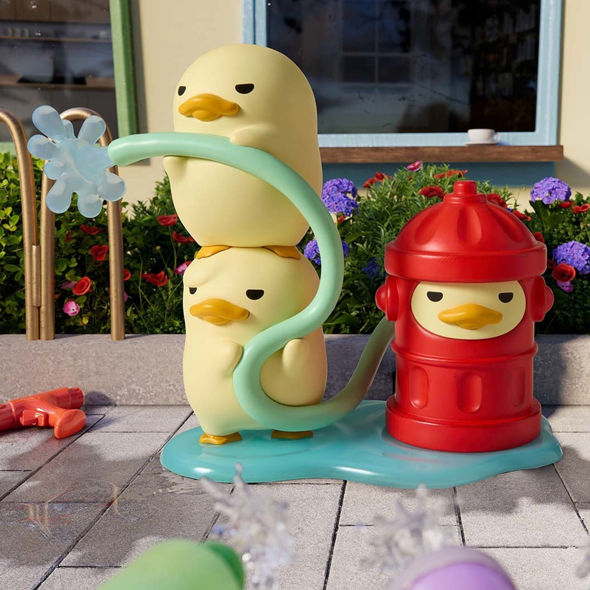 mini DUCKOO Citywalk figure blind-box series: Fire Hydrant design in a street scene; possible random design