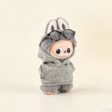 Labubu / The Monsters 10cm Outfit · Mini Hoodie V4｜Doll Clothes, Figure Not Included – Independent Retailer - Doll Outfit - Gray doll outfit main product card | KikiBuddies