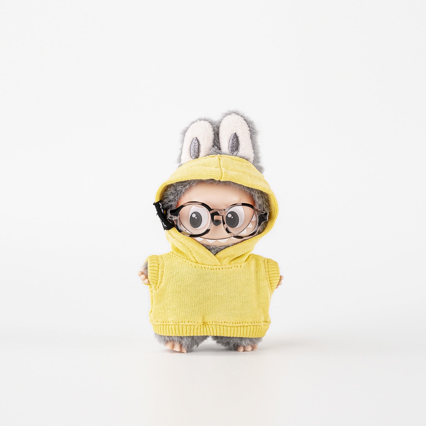 Labubu / The Monsters 10cm Outfit · Mini Hoodie V4｜Doll Clothes, Figure Not Included – Independent Retailer - Doll Outfit - Lemon Yellow doll outfit detail view 5 | KikiBuddies