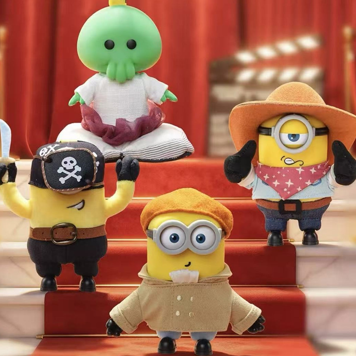 Minions Monsters Series Plush Pendant Blind Box - Series group with complete plush examples; random design not guaranteed