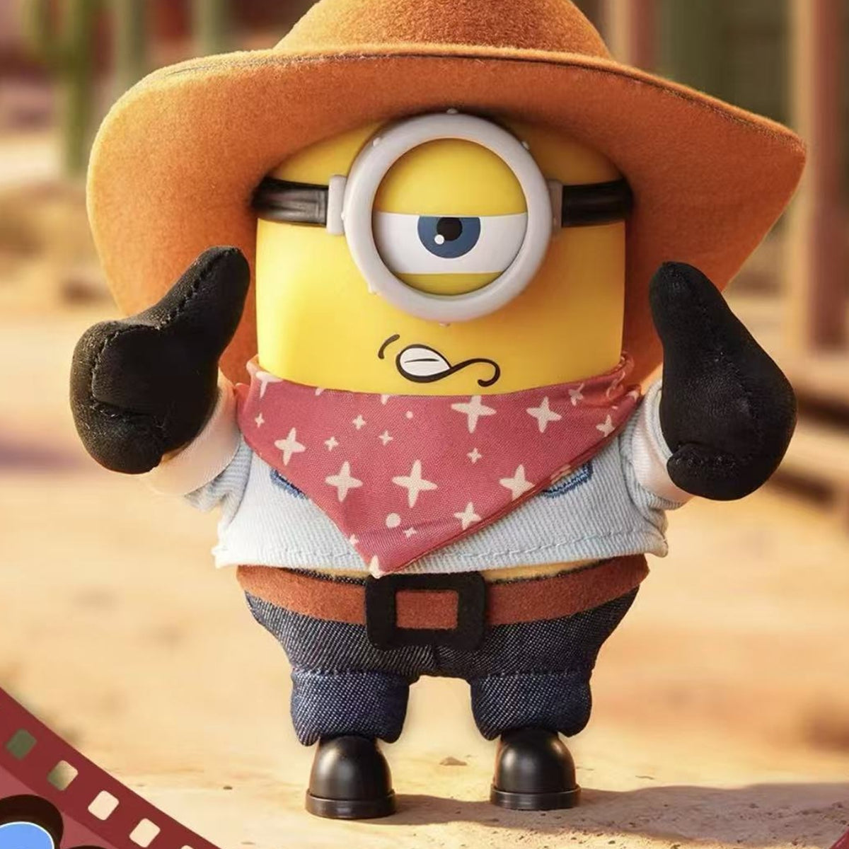 Minions Monsters Series Plush Pendant Blind Box - Cowboy plush detail with upper hat cropped; random design not guaranteed