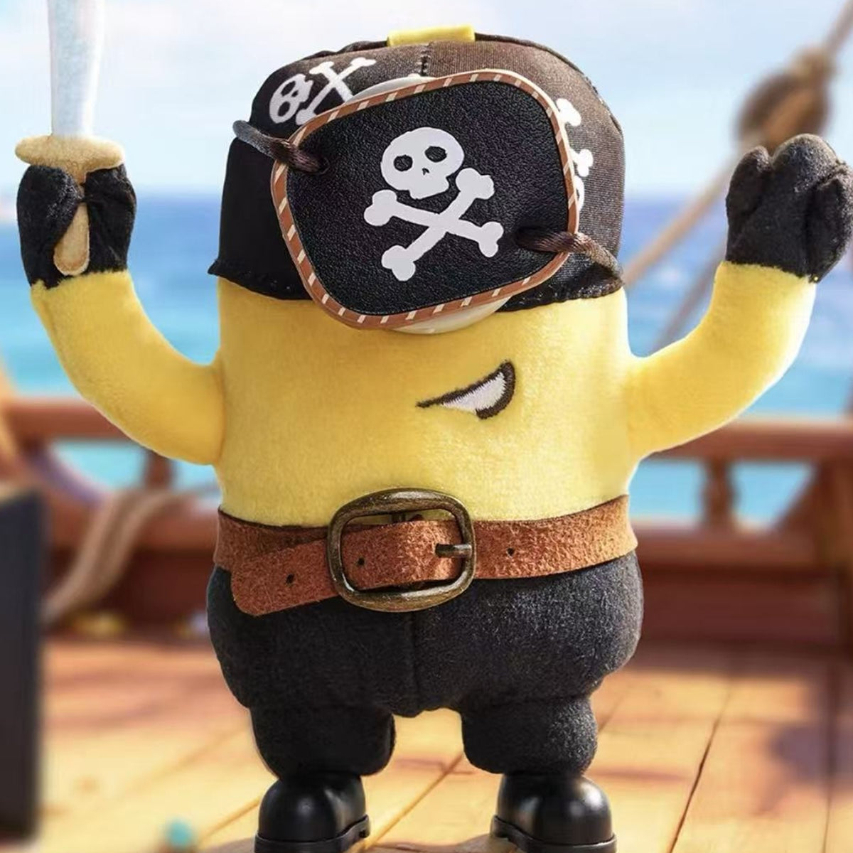 Minions Monsters Series Plush Pendant Blind Box - Pirate plush detail with lower feet cropped; random design not guaranteed