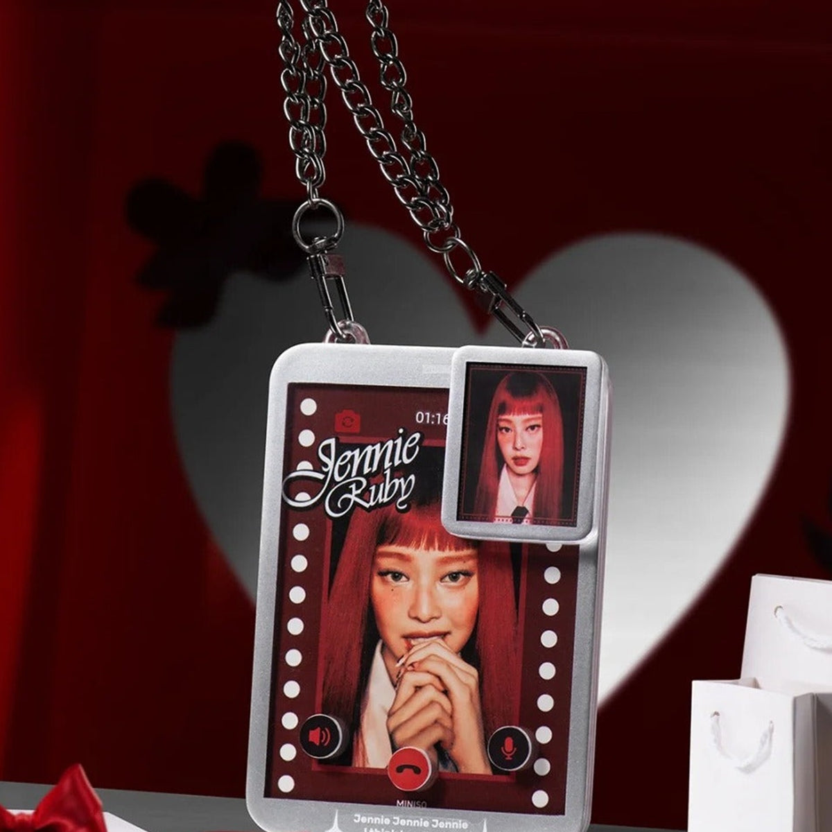 Ver B card and outfit detail - Miniso Jennie Ruby figure hanging card