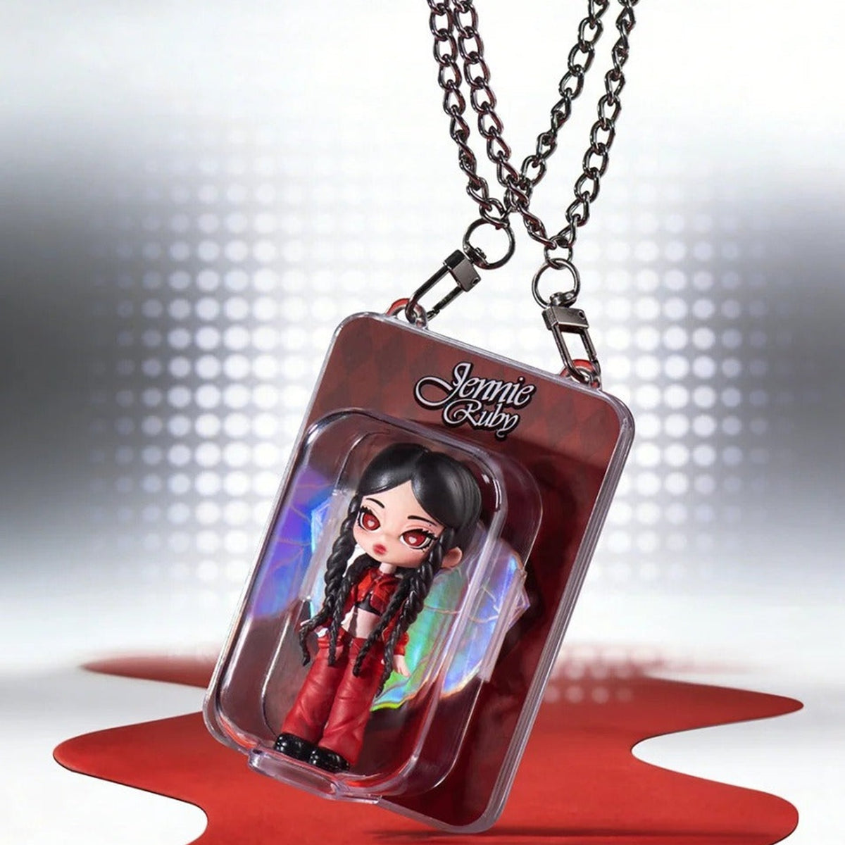 Ver B hanging card and chain detail - Miniso Jennie Ruby figure hanging card