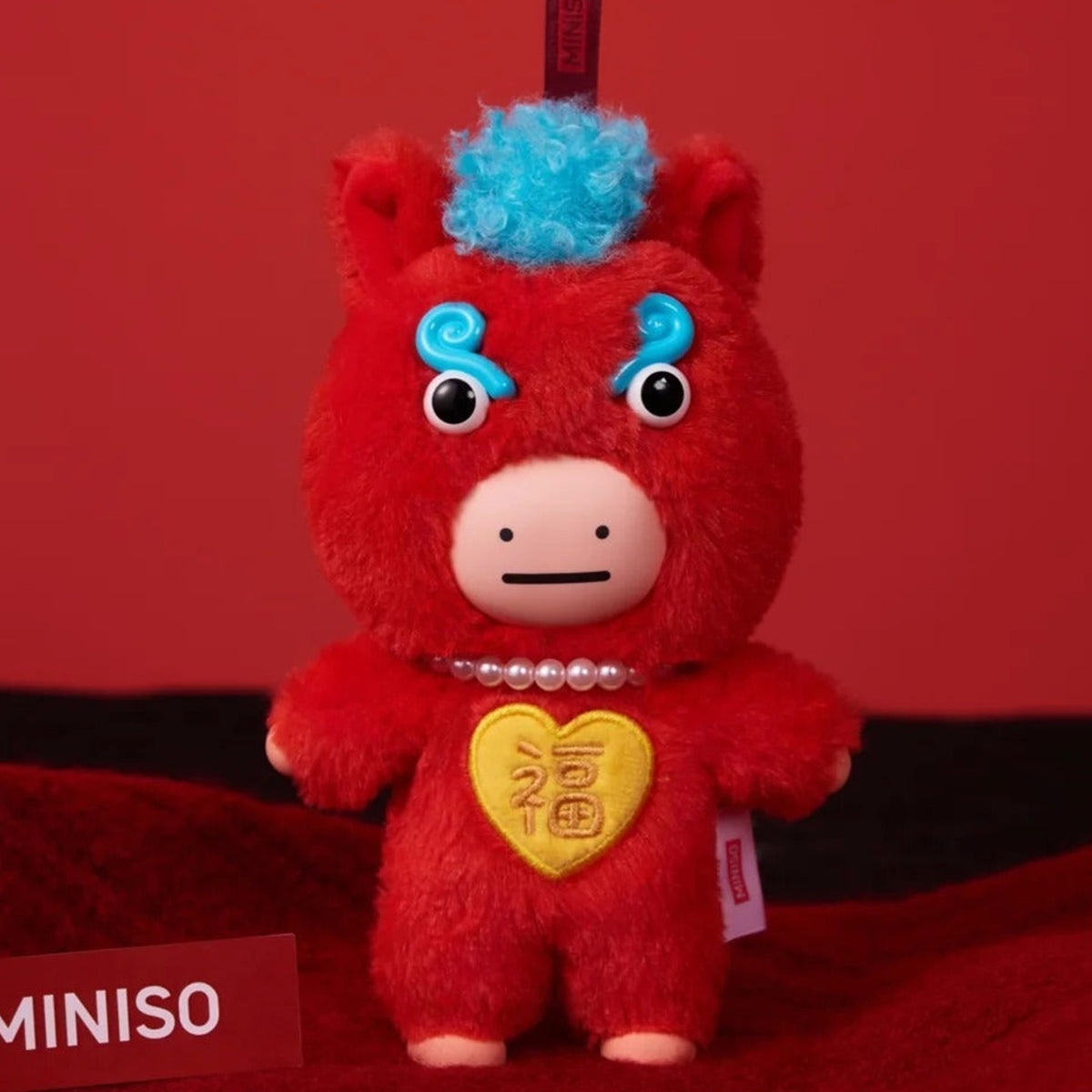 MINISO Ma Youyou Series Plush Pendant Blind Box - Complete red plush pendant body; upper keyring cropped; display props not included; random design not guaranteed