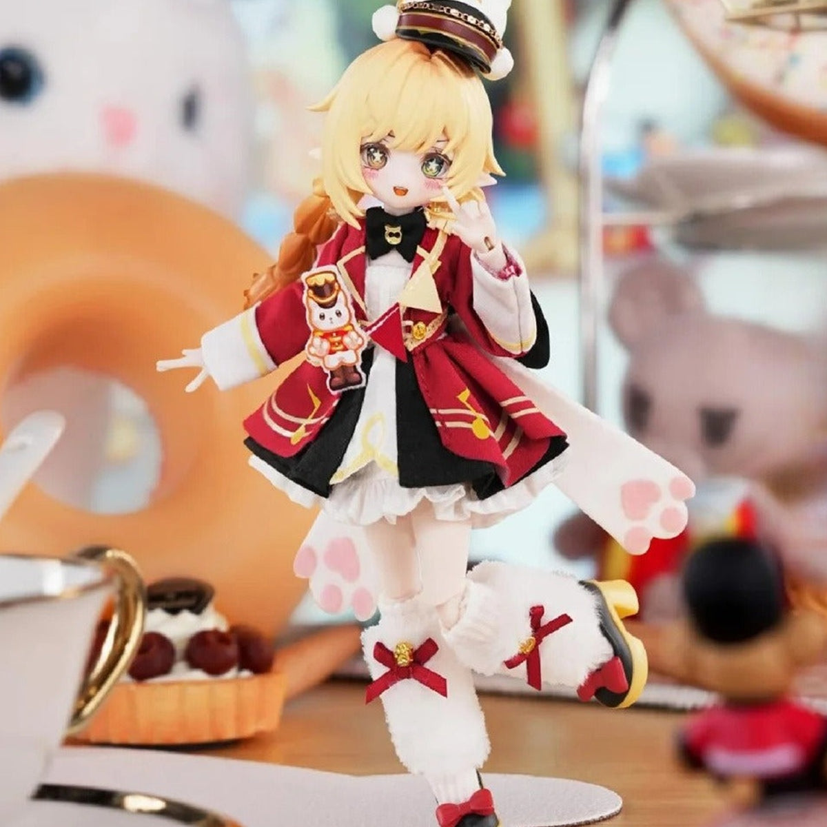 Minty × Aobi Island Dreamland Series 1/12 Action Figure BJD Blind Box (PRE-ORDER) - Blond red-coat design detail; upper hat and lower shoe edges cropped; random design not guaranteed