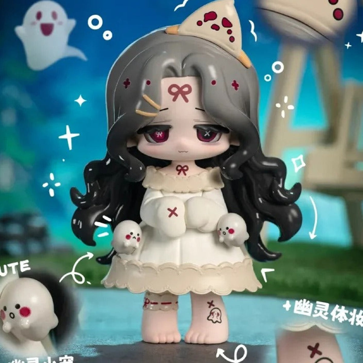 Missy Sweet Sad Lolita Crow Paradise Series Figures, Blind Box - Black hair ghost outfit design example; random design not guaranteed