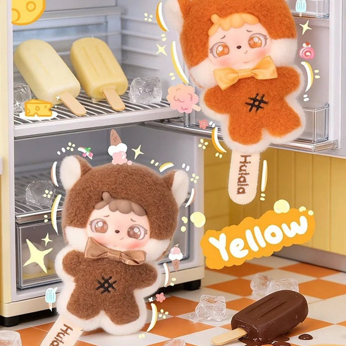 Mitutu Hulala Cream Lolly Popsicle Plush Pendant Blind Box - Popsicle plush pendant details with upper orange example cropped; display props not included; random design not guaranteed