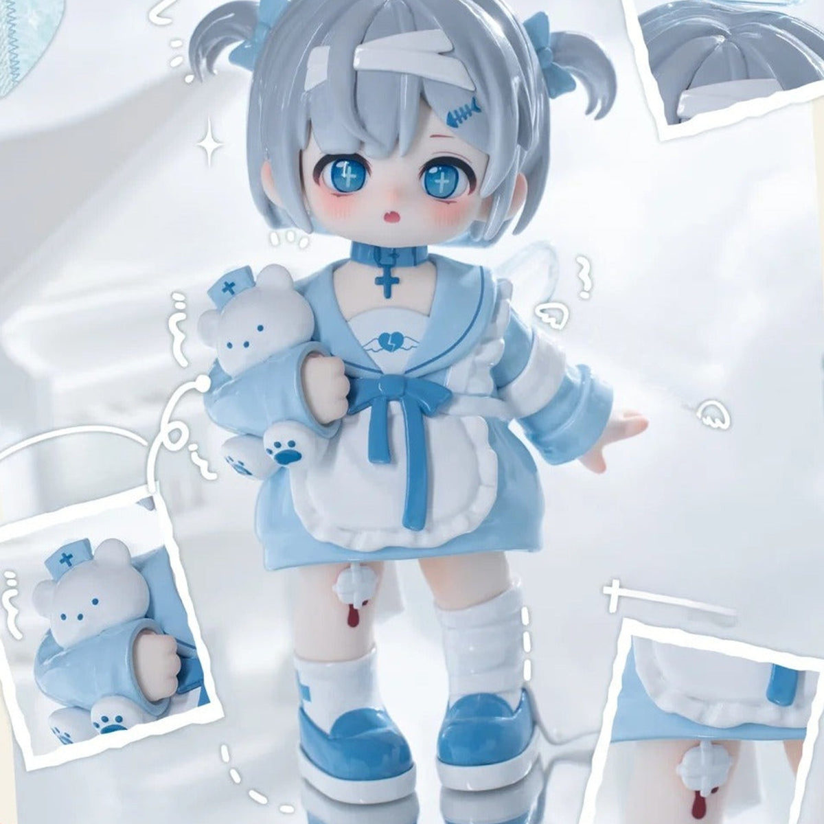 Miya Heart's Limit Series Figure Blind Box - Blue-and-white figure design detail; upper halo and hair cropped; random design not guaranteed; display props not included