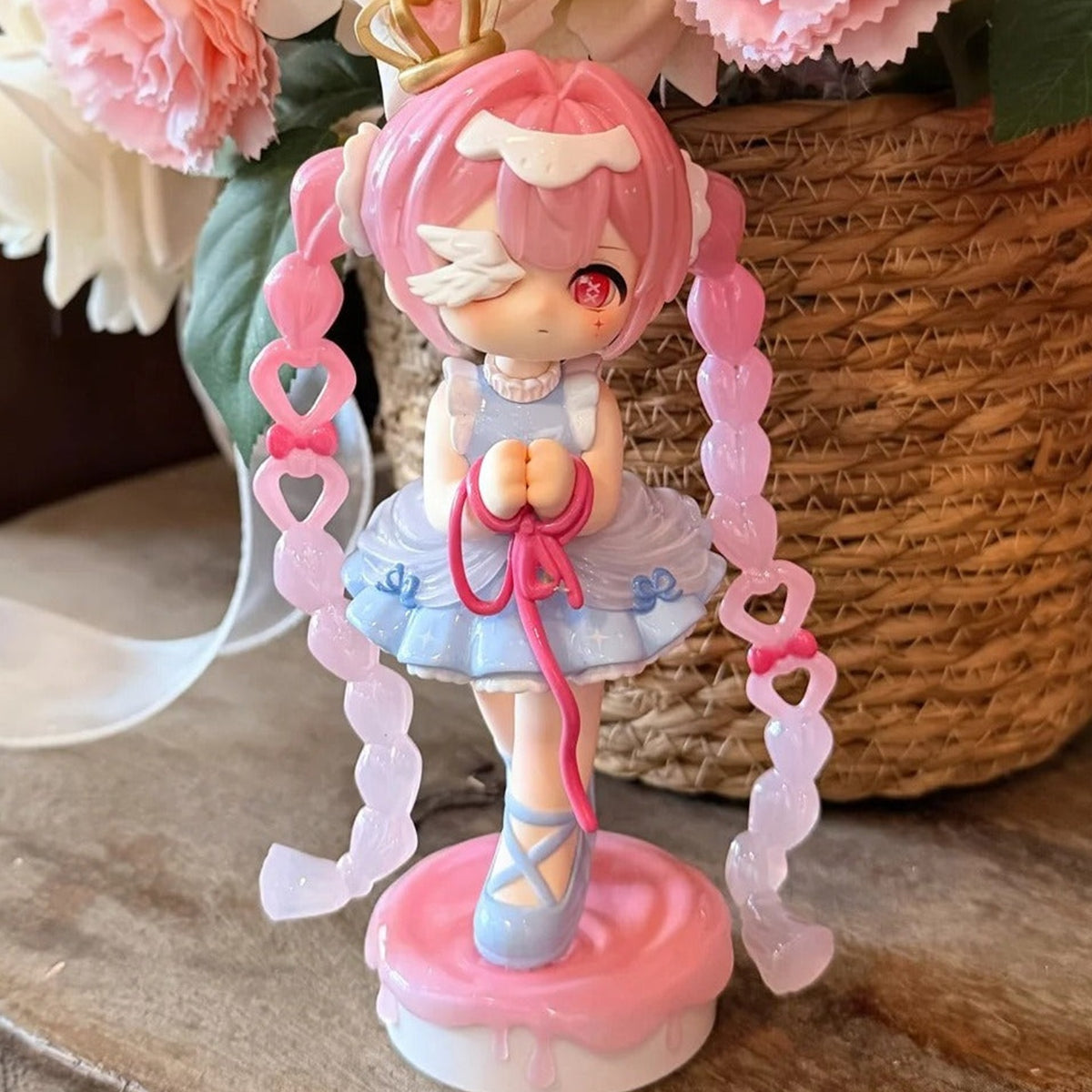 Miya Heart's Limit Series Figure Blind Box - Pink figure design detail; upper headpiece cropped; random design not guaranteed; display props not included