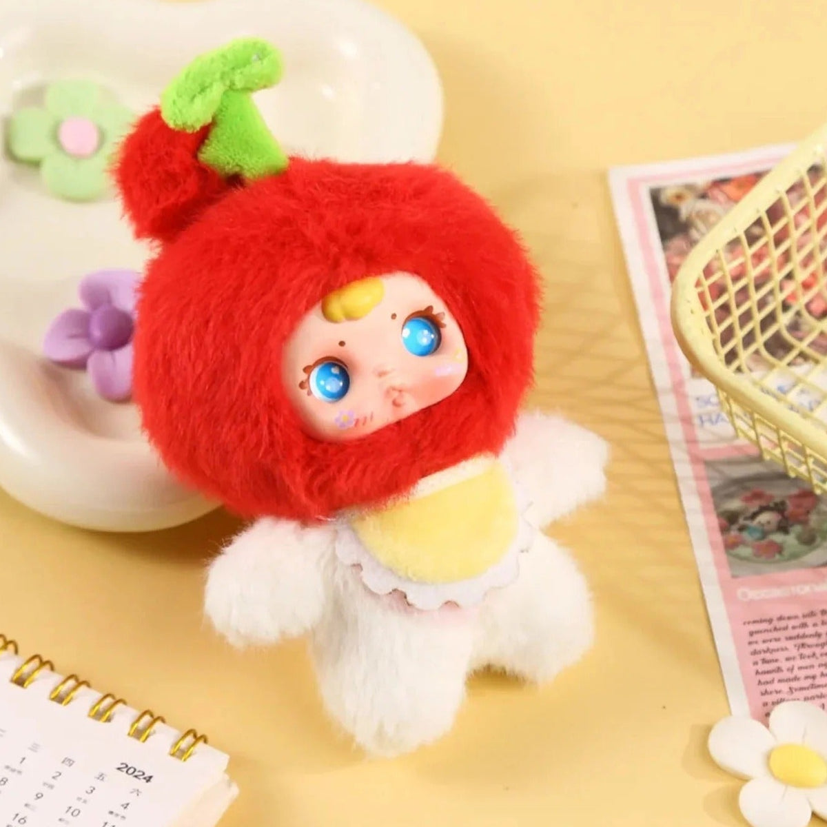 MM Milk Candy Cololful Fruit Series Plush Pendant Blind Box - Complete red fruit plush pendant example; display props not included; random design not guaranteed