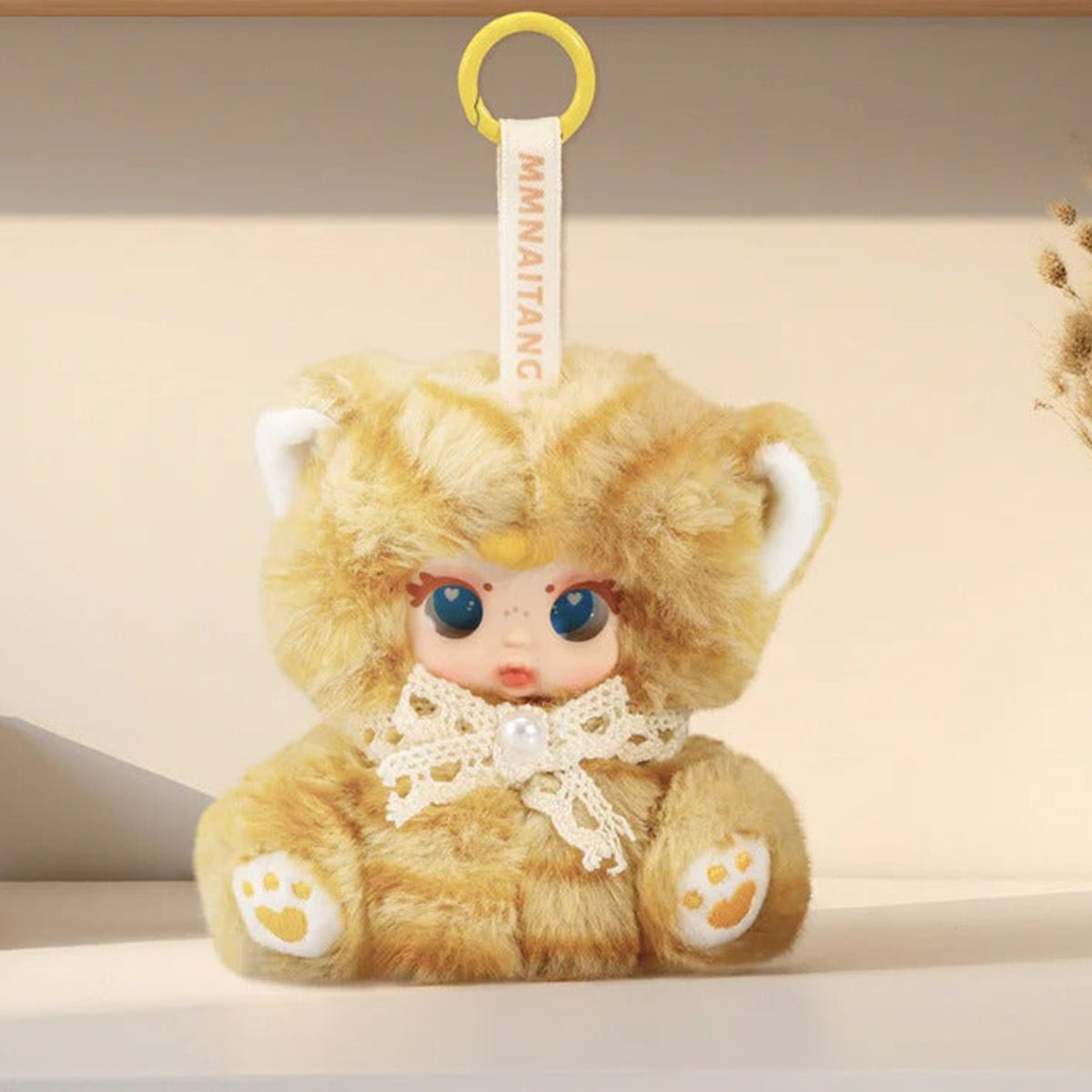 MM Milk Candy Naughty Cat Series Plush Pendant Dolls, Blind Box - Complete golden cat plush pendant including upper keyring; display shelving not included; random design not guaranteed