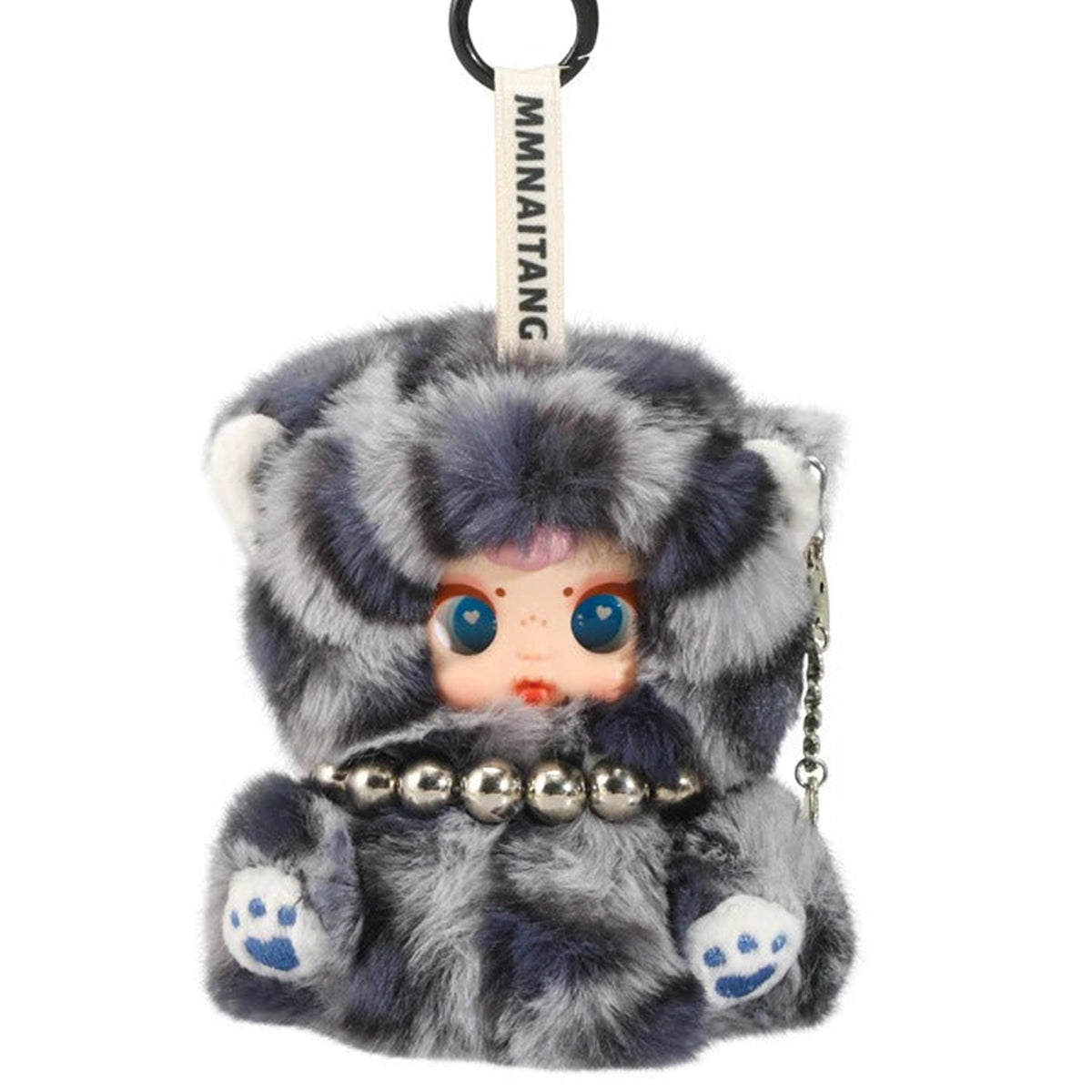 MM Milk Candy Naughty Cat Series Plush Pendant Dolls, Blind Box - Complete grey-striped cat plush pendant body; upper keyring cropped; random design not guaranteed